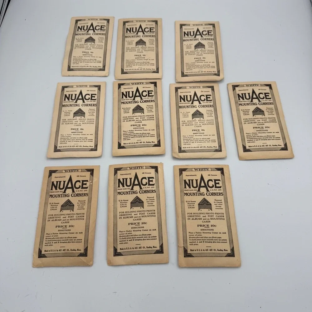 10 Vintage NuAce White Mounting Corners Photo Scrapbook Ephemera Ace Art Co Lot